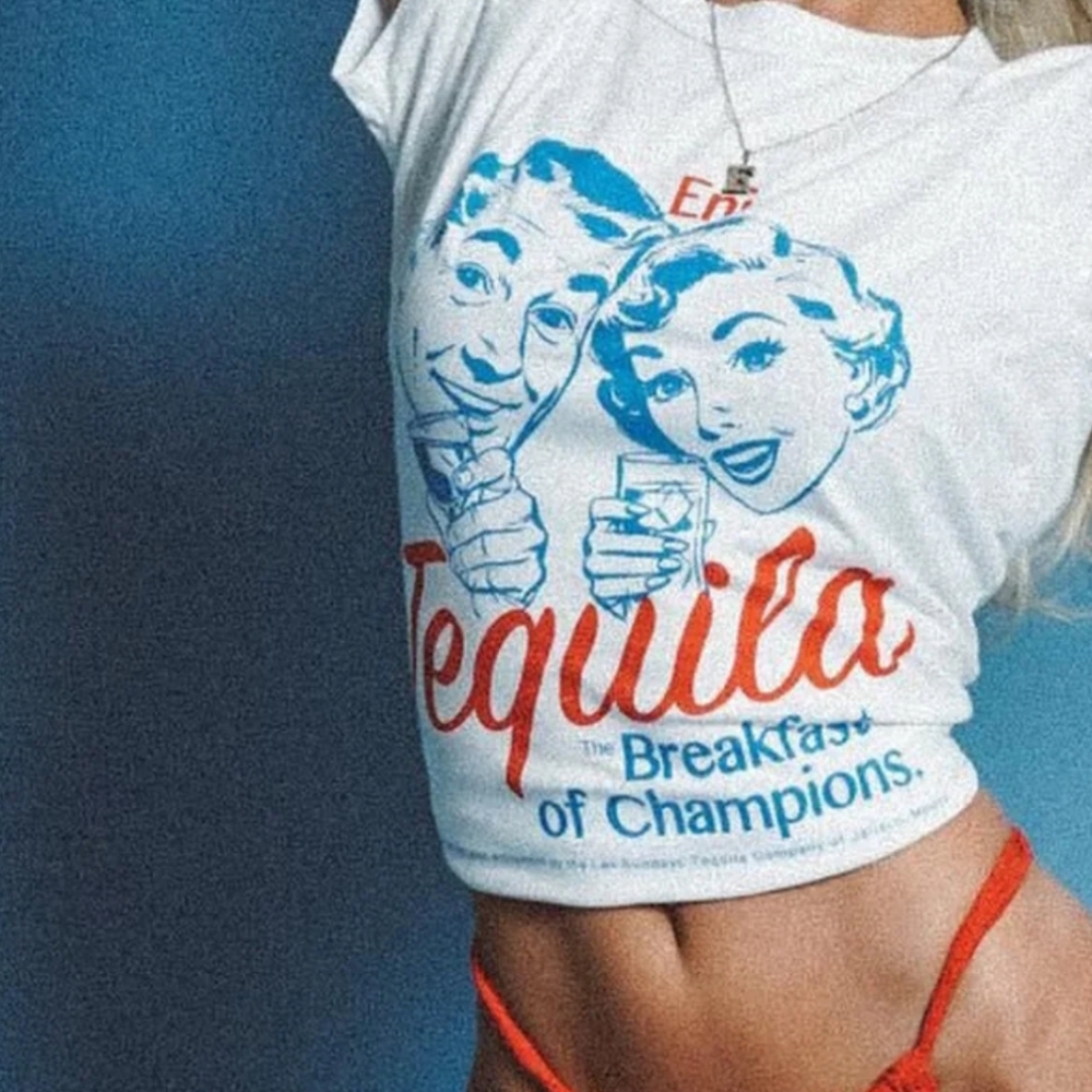 Los SUNDAYS Tequila Retro Graphic  T-Shirt - Cream